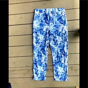 L Ralph Lauren Blue Floral Statement Pants 8